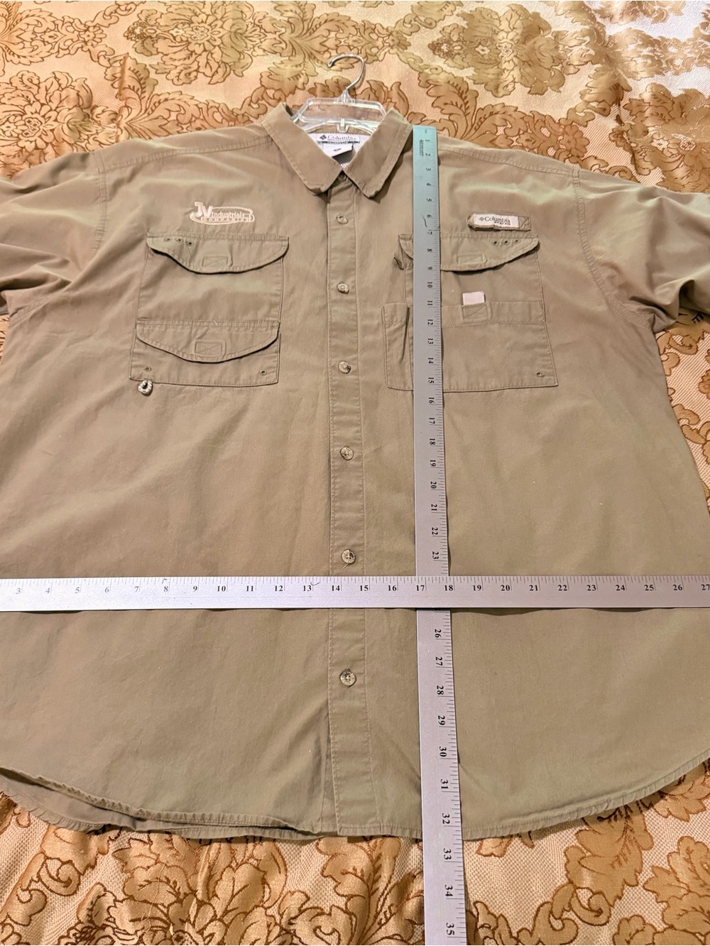 Columbia PFG Shirt Fishing Vented Short Sleeve Button Down Tan/Brown Men’s Sz XL - Picture 16 of 16